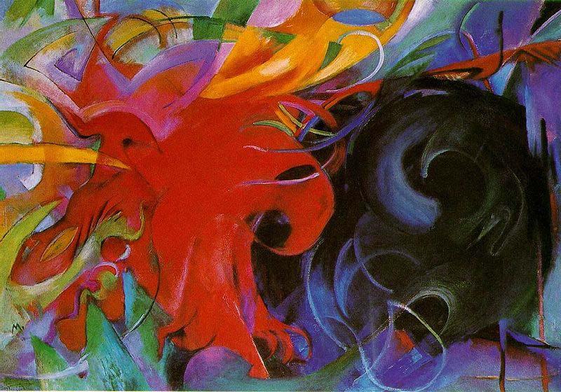 Franz Marc Fighting Forms, 1914 Germany oil painting art